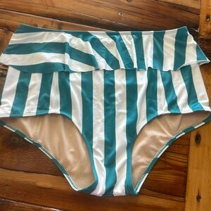 Kortni Jeane Ruffle Peplum Hugh Waist Stripe Bottoms